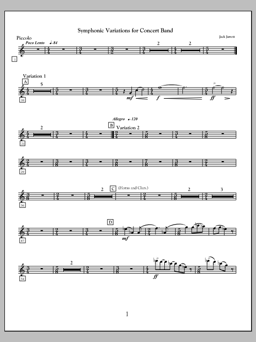 Symphonic Variations for Concert Band - Piccolo