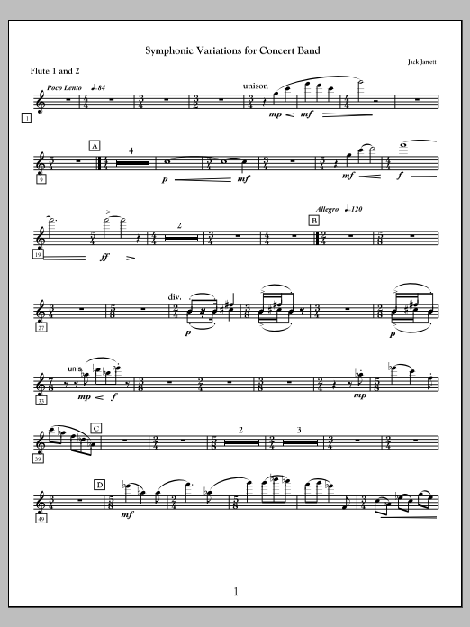Symphonic Variations for Concert Band - Flute