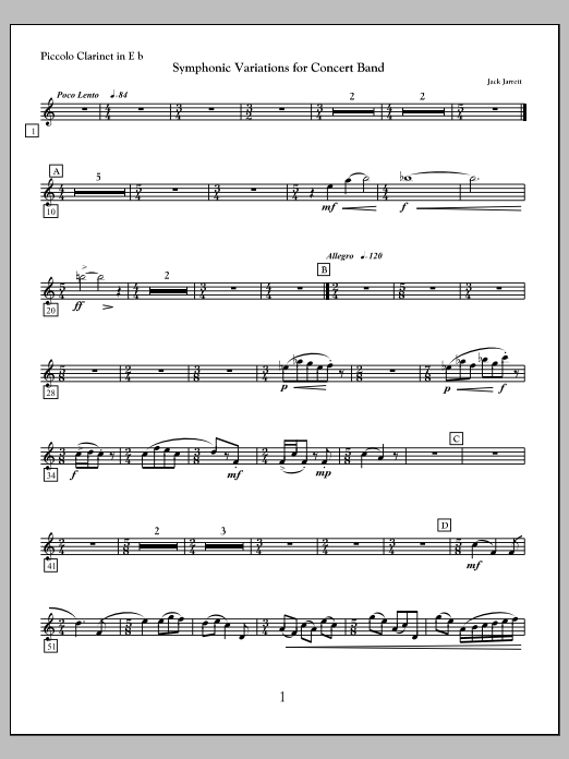 Symphonic Variations for Concert Band - Eb Clarinet