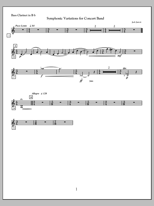 Symphonic Variations for Concert Band - Bass Clarinet