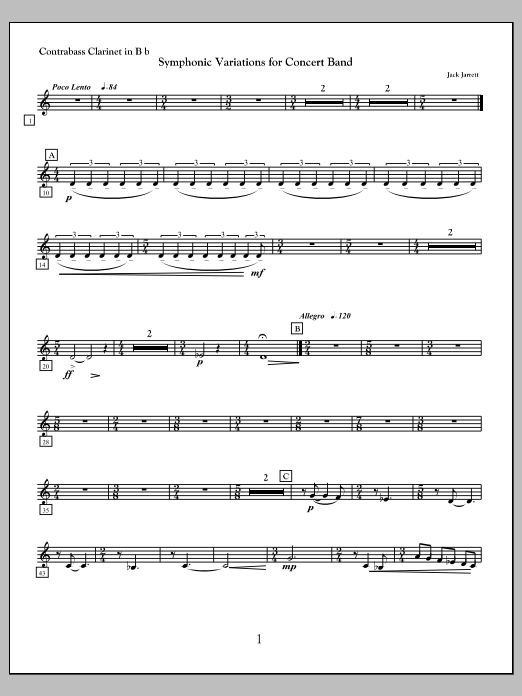 Symphonic Variations for Concert Band - Bass Clarinet