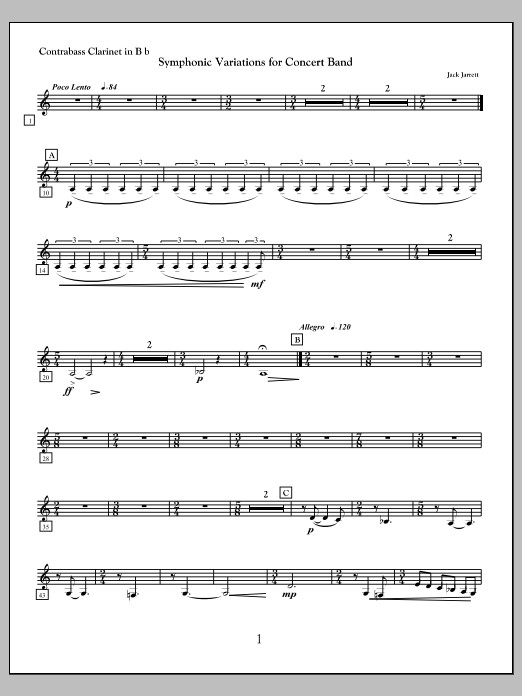 Symphonic Variations for Concert Band - Bass Clarinet