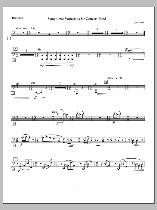 Symphonic Variations for Concert Band - Bassoon