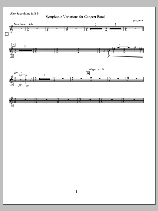 Symphonic Variations for Concert Band - Alto Saxophone