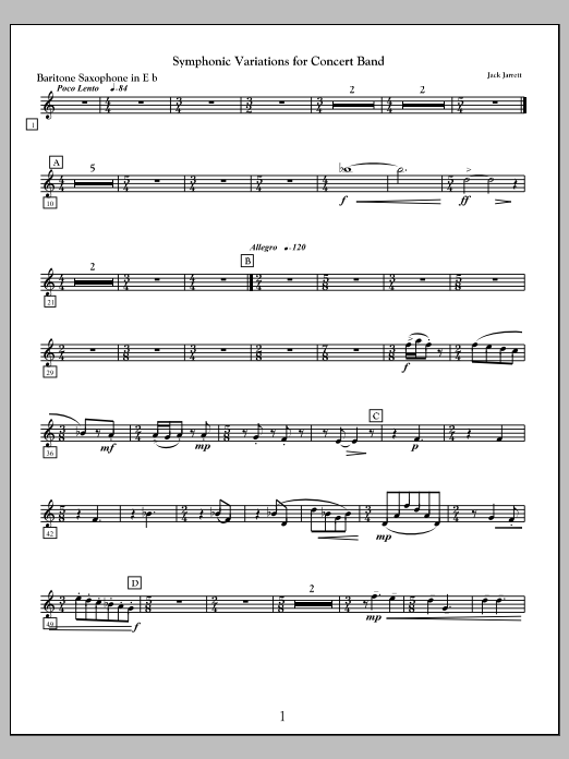 Symphonic Variations for Concert Band - Baritone Saxophone