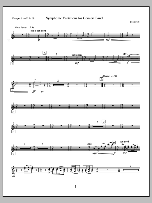 Symphonic Variations for Concert Band - Trumpet
