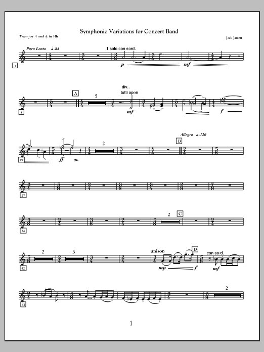 Symphonic Variations for Concert Band - Trumpet