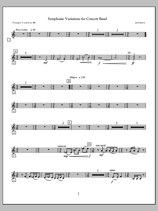 Symphonic Variations for Concert Band - Trumpet