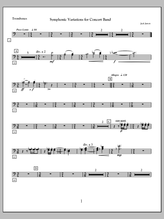 Symphonic Variations for Concert Band - Trombone