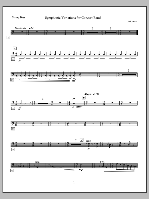 Symphonic Variations for Concert Band - Contrabass