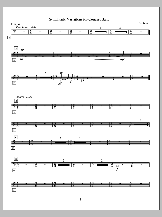 Symphonic Variations for Concert Band - Timpani