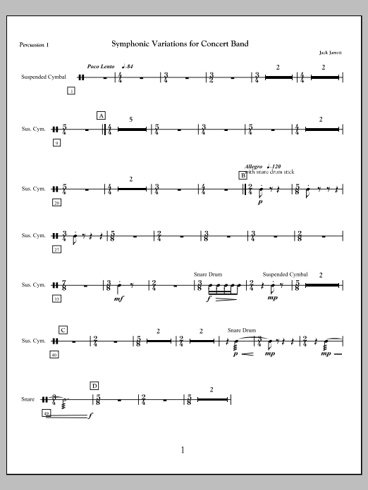 Symphonic Variations for Concert Band - Percussion