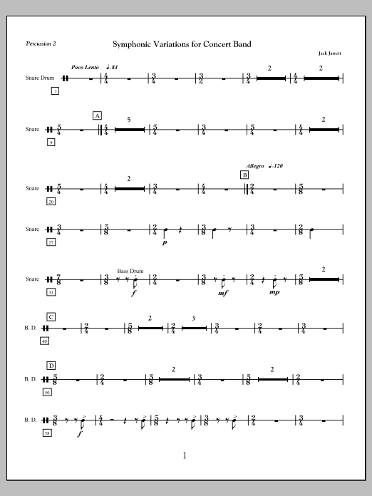 Symphonic Variations for Concert Band - Percussion