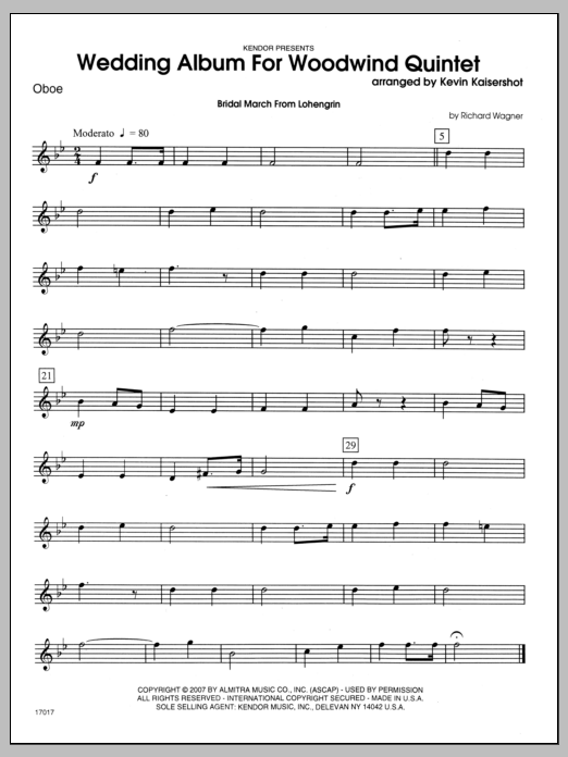 Wedding Album For Woodwind Quintet Oboe Sheet Music Kaisershot
