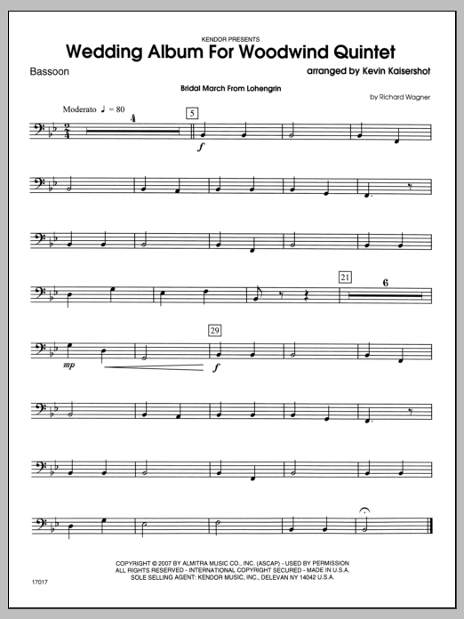 Wedding Album For Woodwind Quintet Bassoon Sheet Music Kaisershot