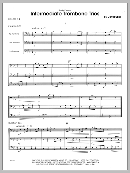 Intermediate Trombone Trios Full Score Sheet Music Direct