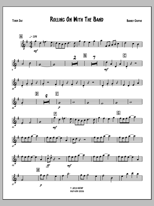 Rolling On With The Band - Tenor Saxophone