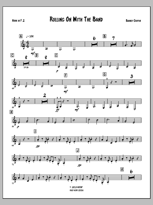 Rolling On With The Band - F Horn