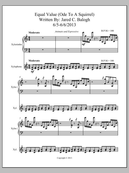 Equal Value (Ode To A Squirrel): Jazz Ensemble Conductor Score & Parts