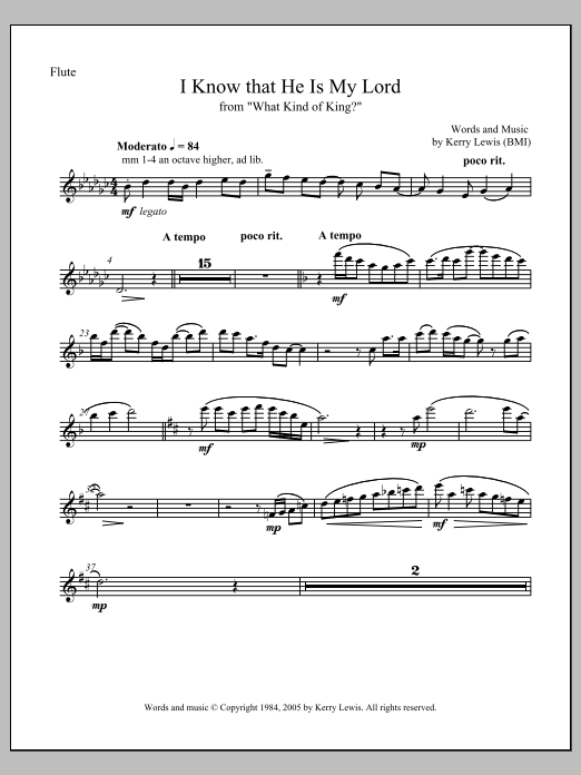 I know that he is my Lord - Flute