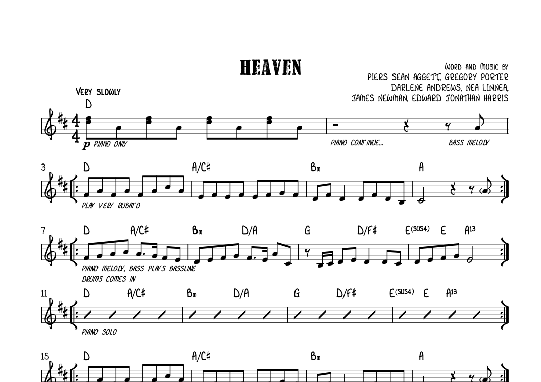 Heaven (arr. Remi De Ceuster) by Gregory Porter Sheet Music for Lead ...