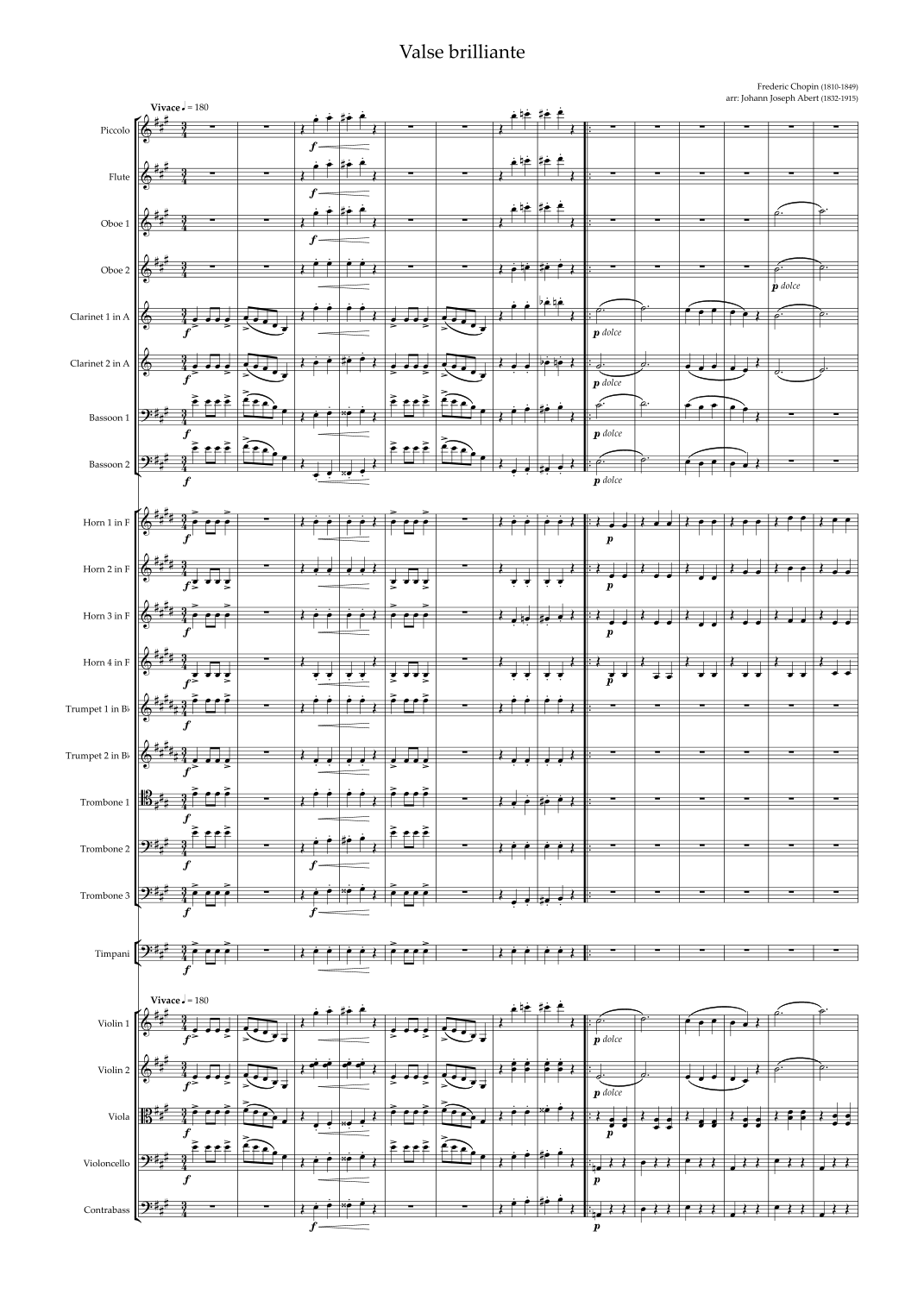 Valse brilliante (arr. Johann Joseph Abert) by Frederic Chopin Full Orchestra (华丽圆舞曲 - 管弦乐团) - 预览