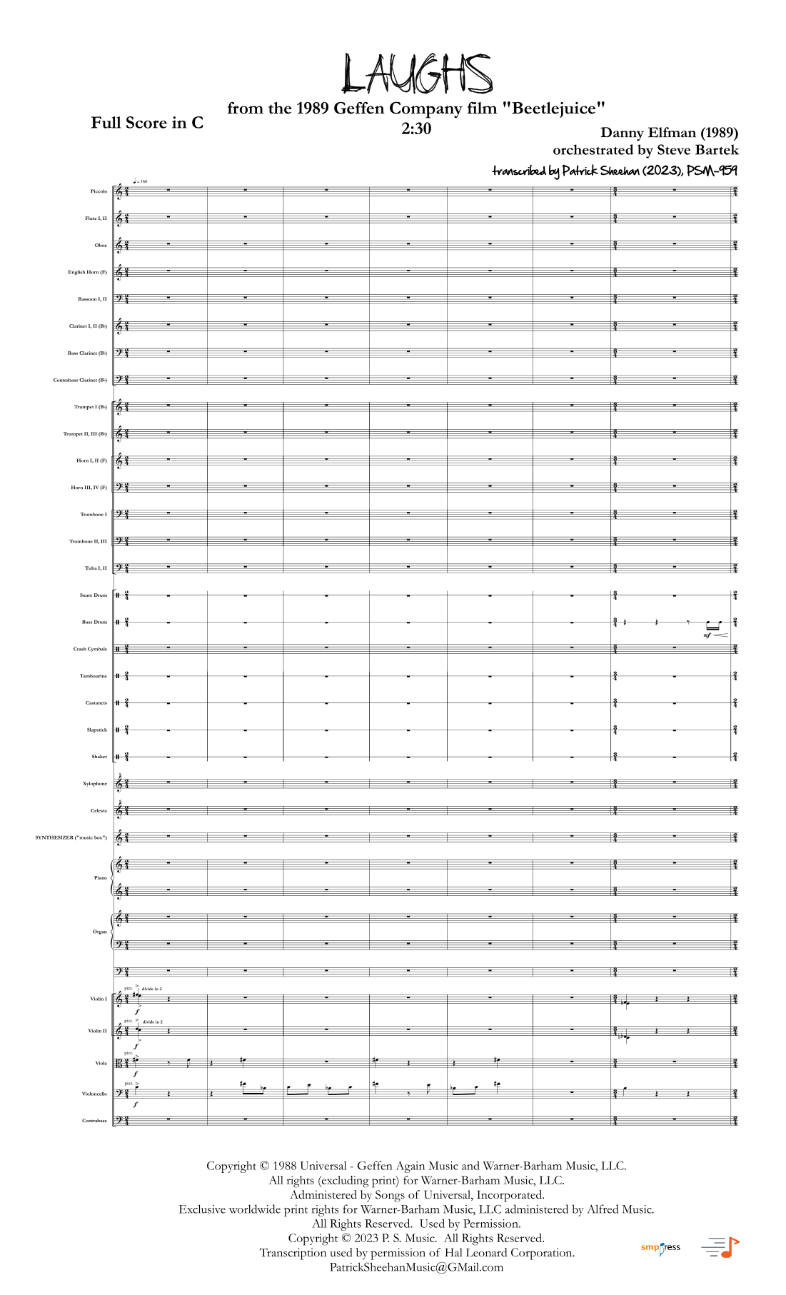 Laughs (arr. Patrick Sheehan) by Danny Elfman 管弦乐团 - 预览