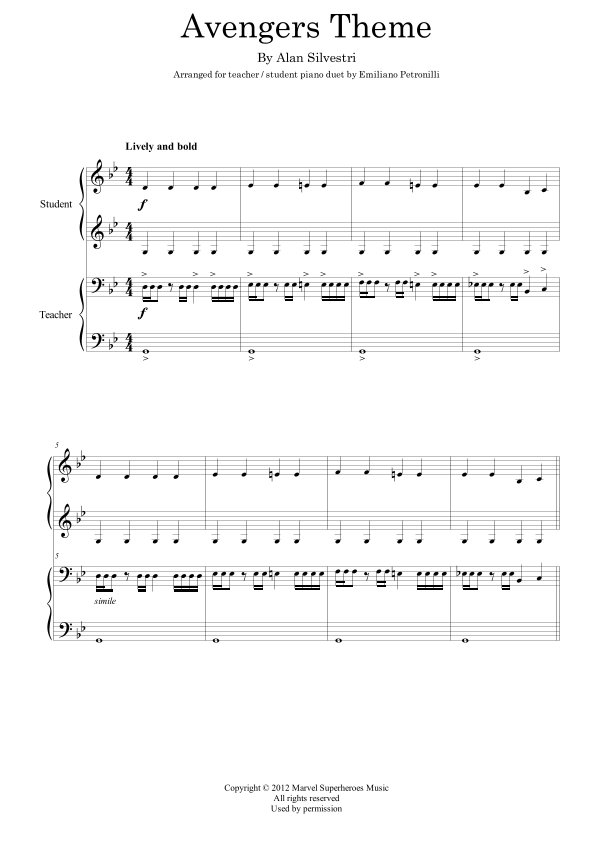 The Avengers Sheet Music Alan Silvestri Piano Duet