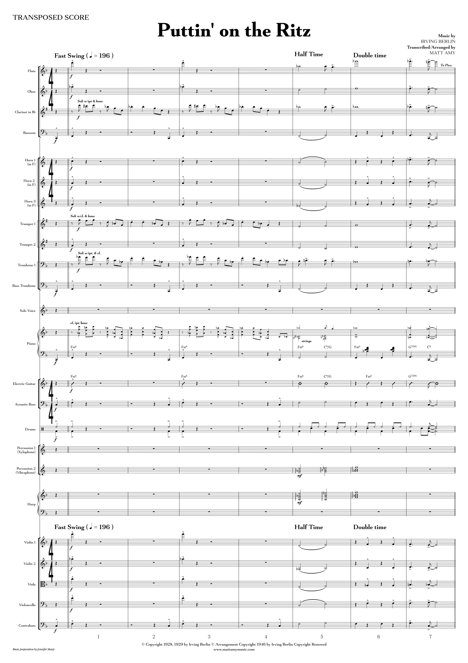 Puttin' On The Ritz (arr. Matt Amy) by Taco 管弦乐团全谱 - 预览