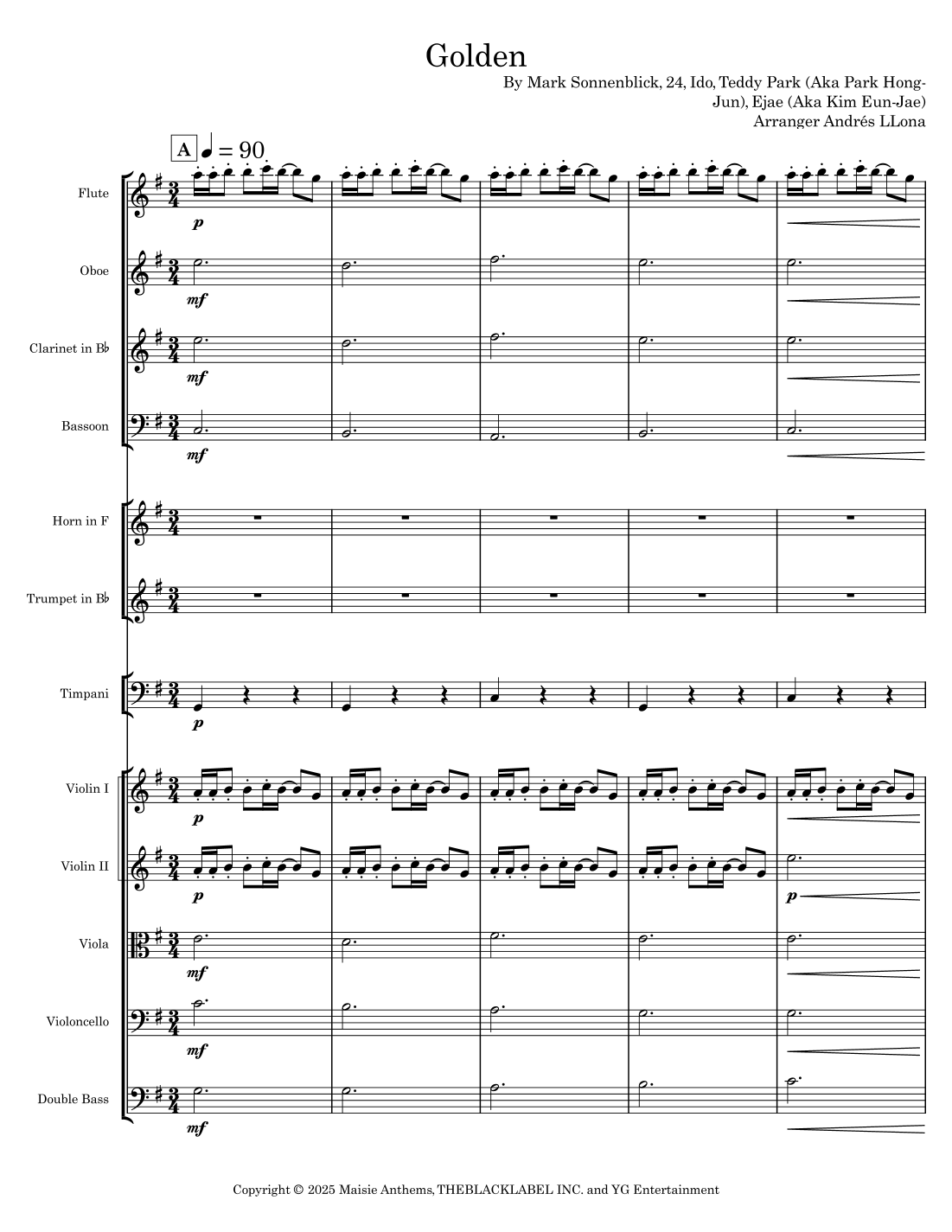 Golden (arr. Andrés LLona) by Huntr/X (Ejae, Audrey Nuna And Rei Ami) Full Orchestra