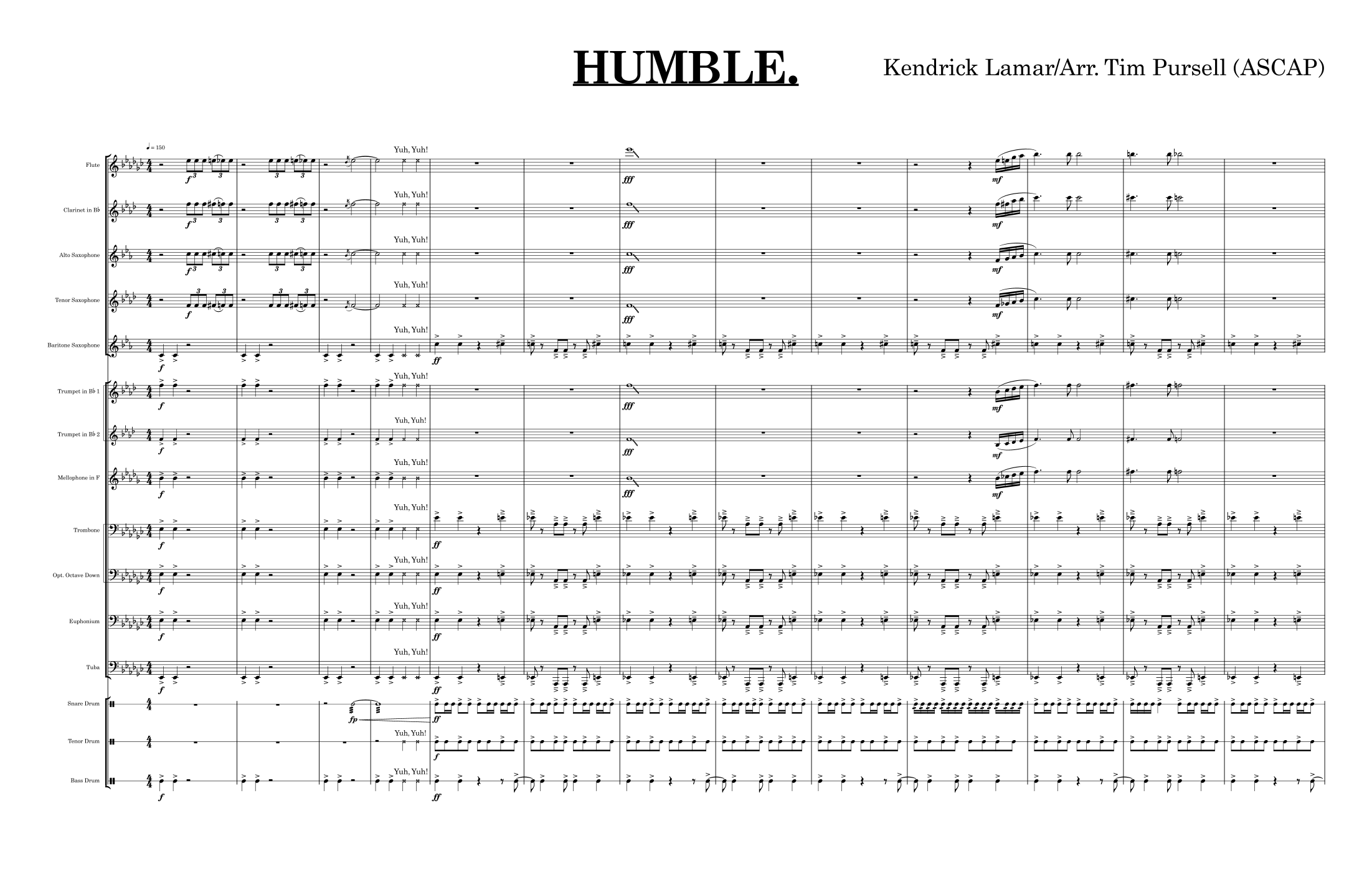 Humble (arr. Tim Pursell) by Kendrick Lamar Sheet Music for Marching ...