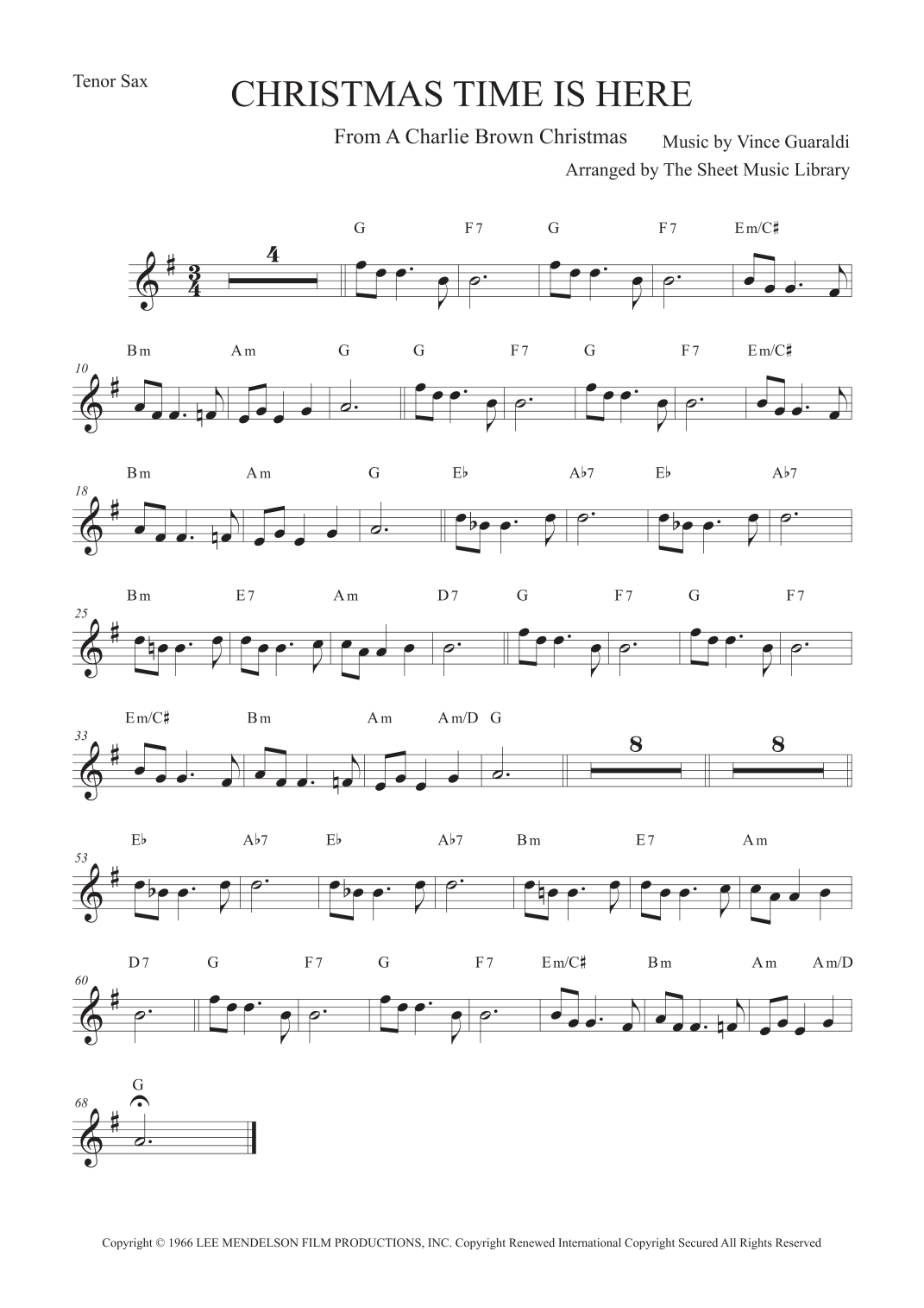 Christmas Time Is Here (arr. The Sheet Music Library) by Vince Guaraldi ...