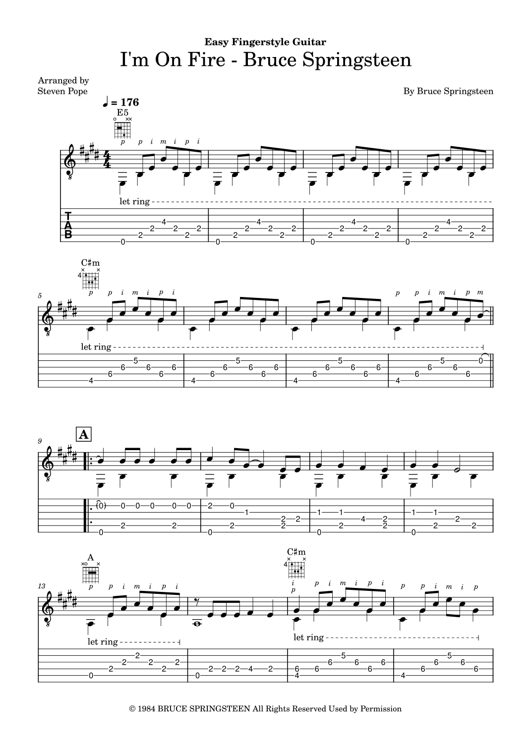 Chords fire bruce springsteen