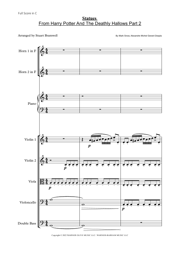 Statues Sheet Music Alexandre Michel Gerard Despla Performance Ensemble