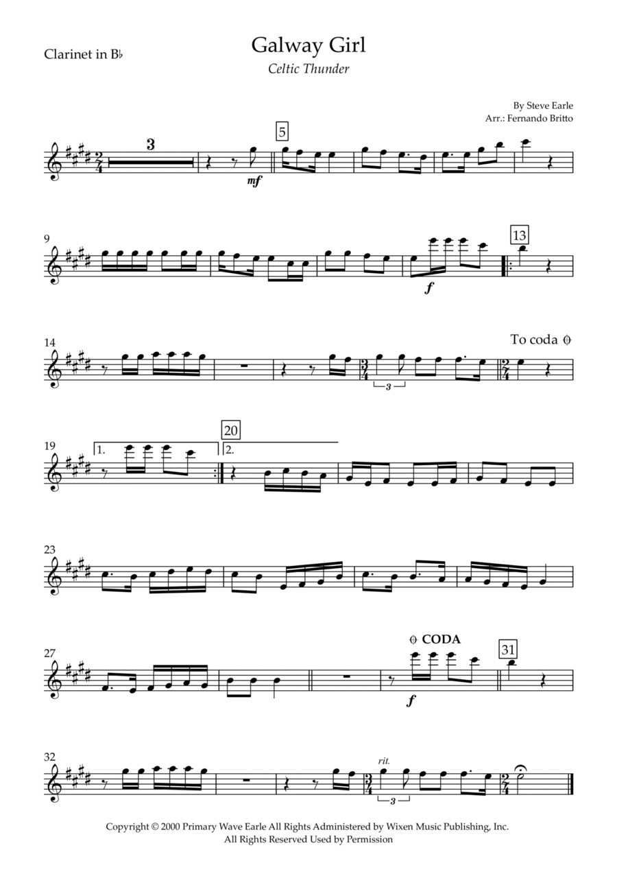 Galway Girl (arr. Fernando Britto) Digital Sheet Music