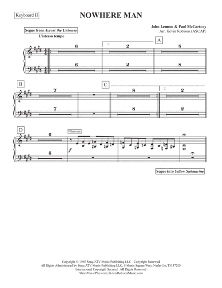 Nowhere Man (arr. Kevin Robison) by The Beatles Sheet Music for Performance Ensemble at Sheet ...