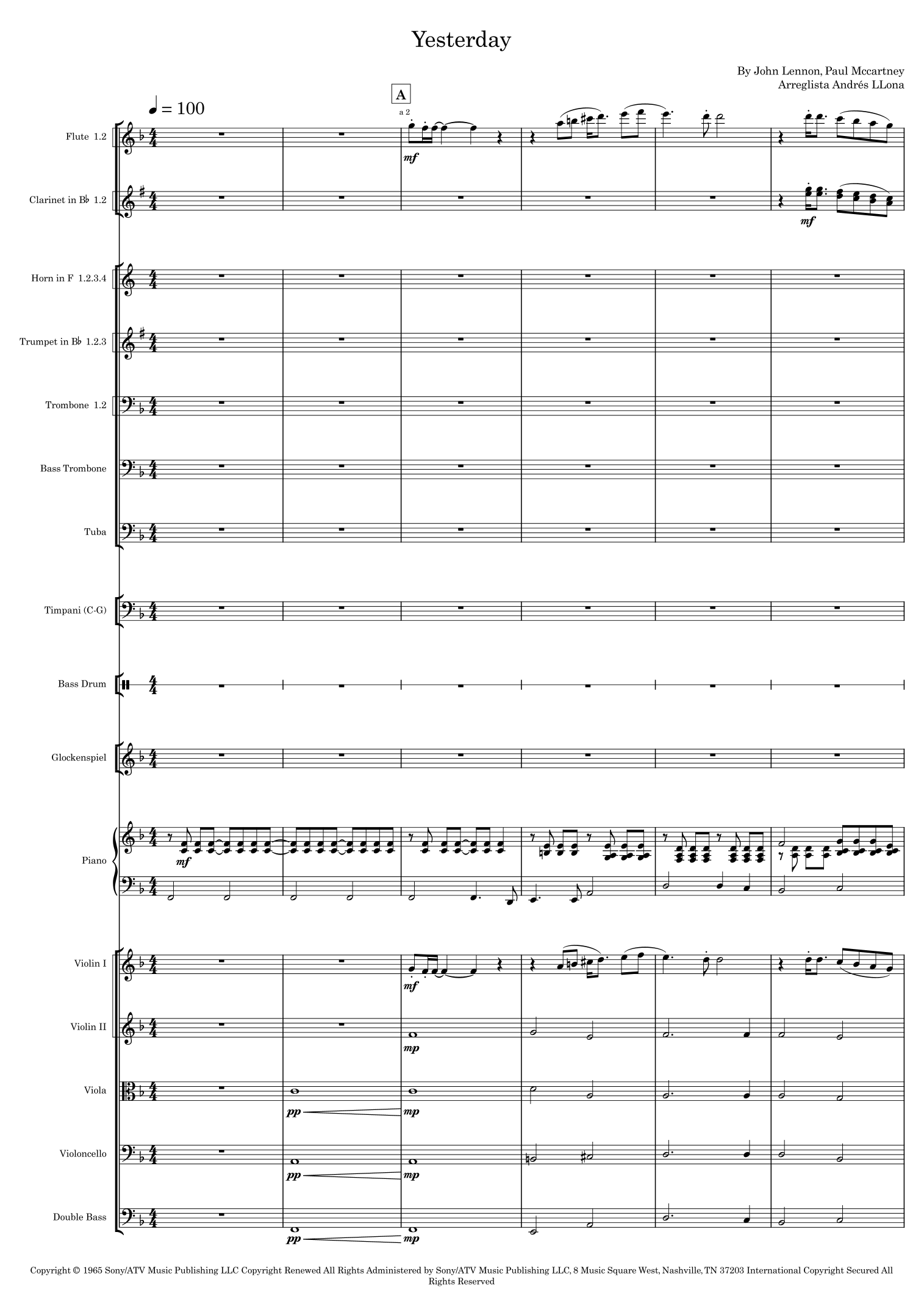 Yesterday (arr. Andrés LLona) by Adam Levine & Tony Lucca Full Orchestra