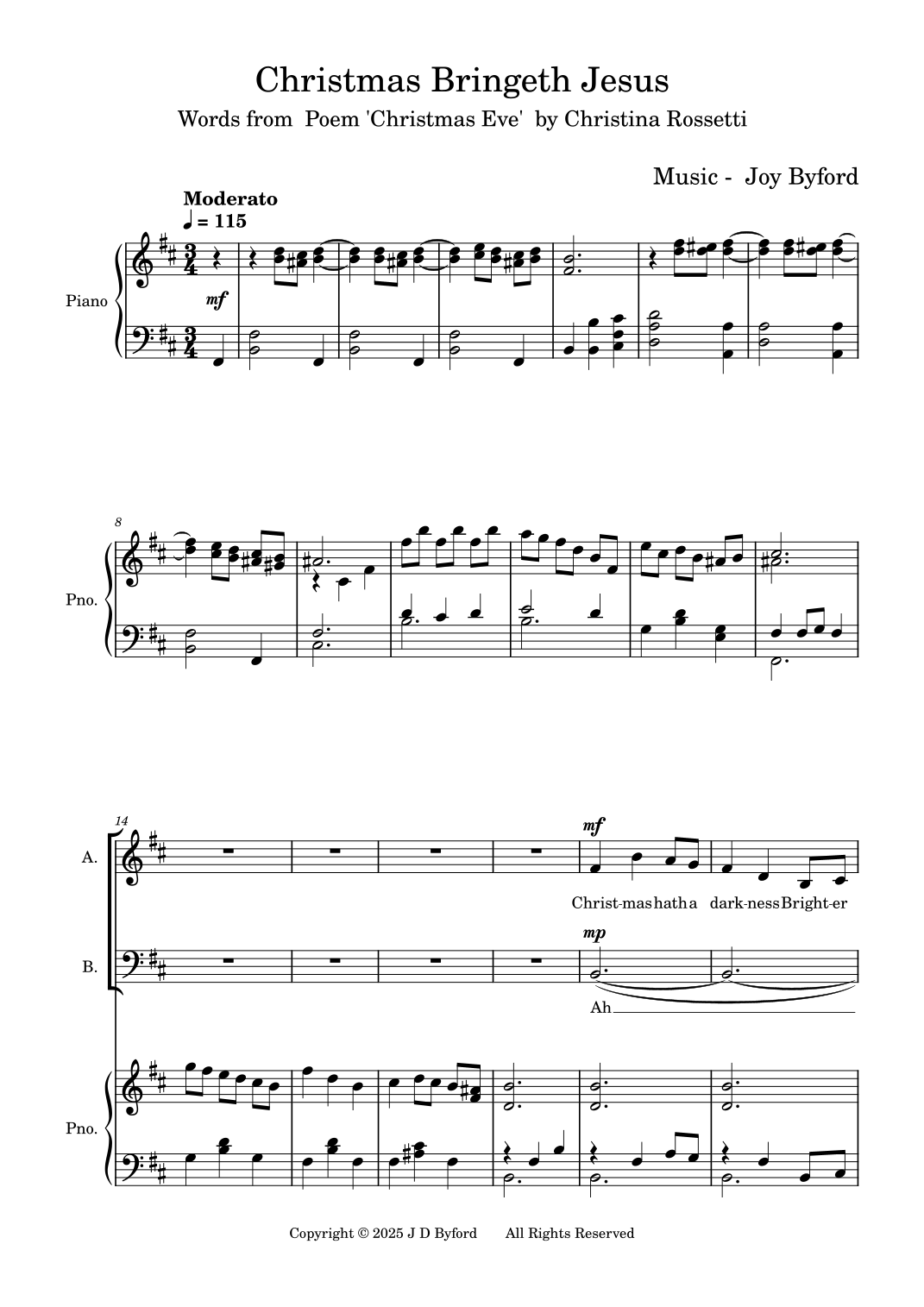 Christmas Bringeth Jesus par Words by Christina Rossetti Partitions ...