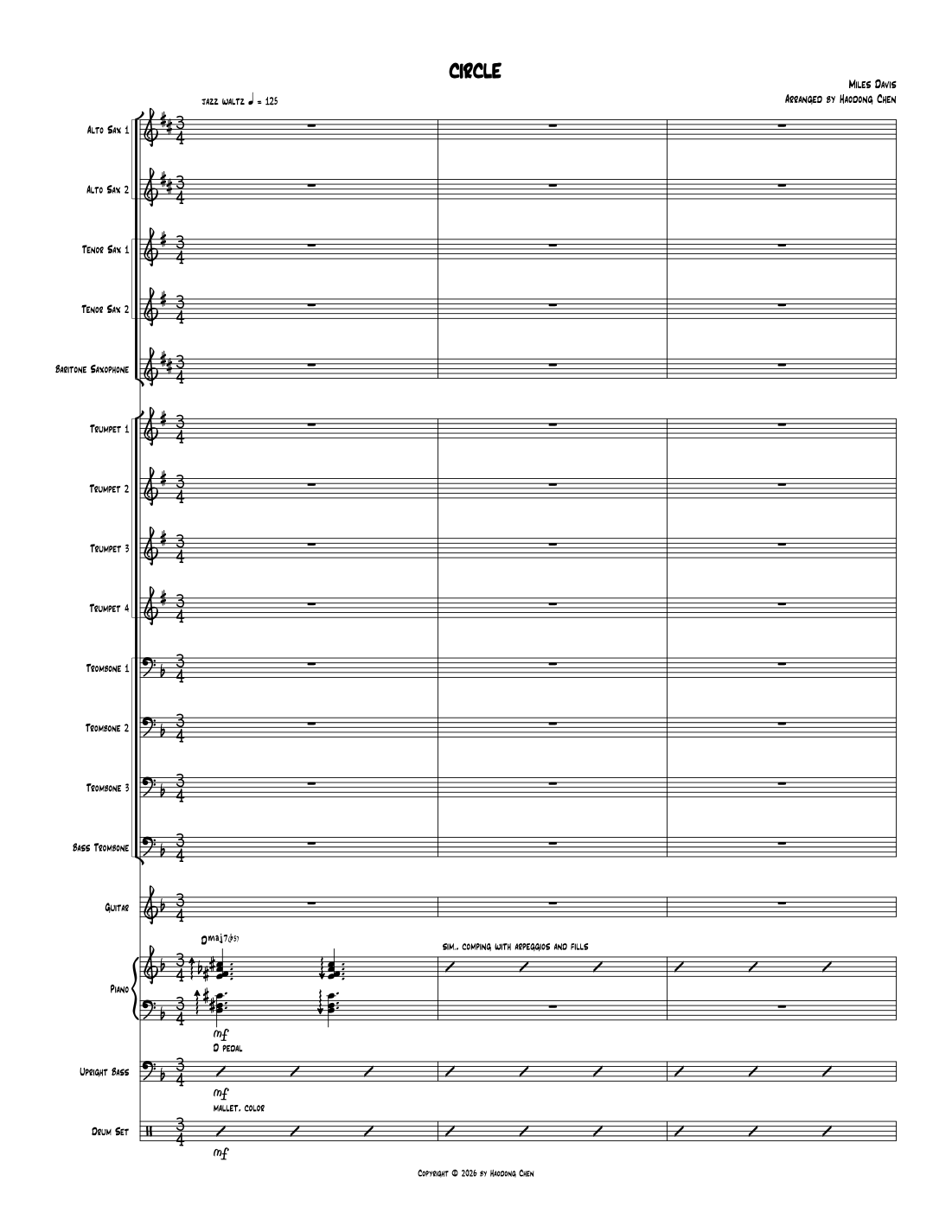 Circle (arr. Haodong Chen) by Miles Davis Full Orchestra