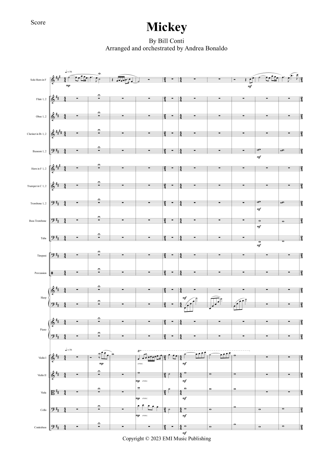 Mickey (arr. Andrea Bonaldo) by Bill Conti Full Orchestra