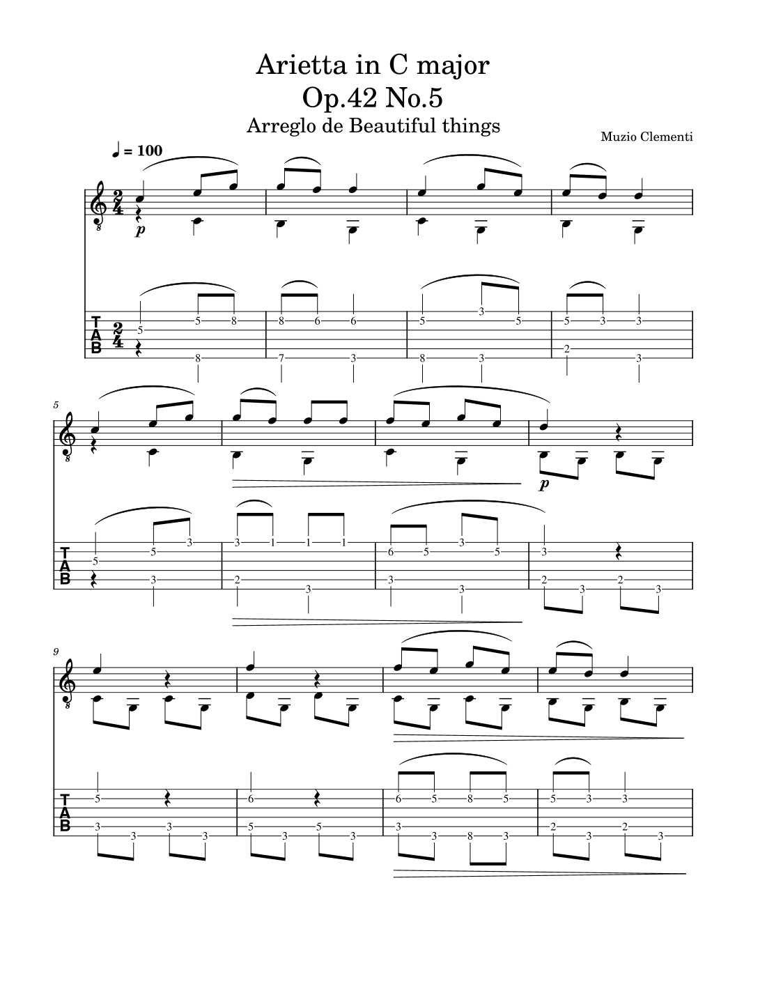Arietta in C major Op.42 No.5 (arr. Beautiful things by Muzio Clementi ...