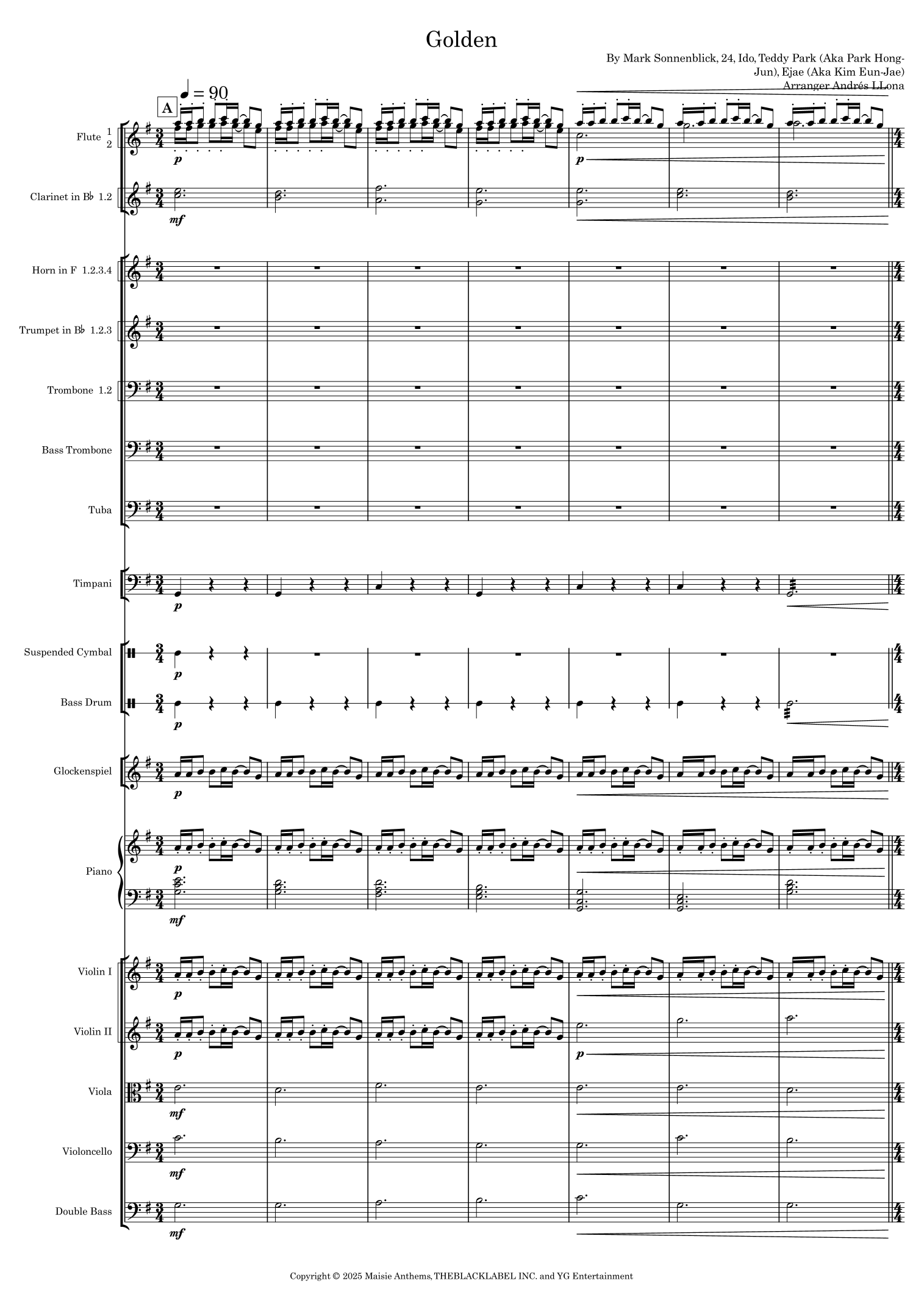 Golden (arr. Andrés LLona) by Huntr/X (Ejae, Audrey Nuna And Rei Ami) Full Orchestra