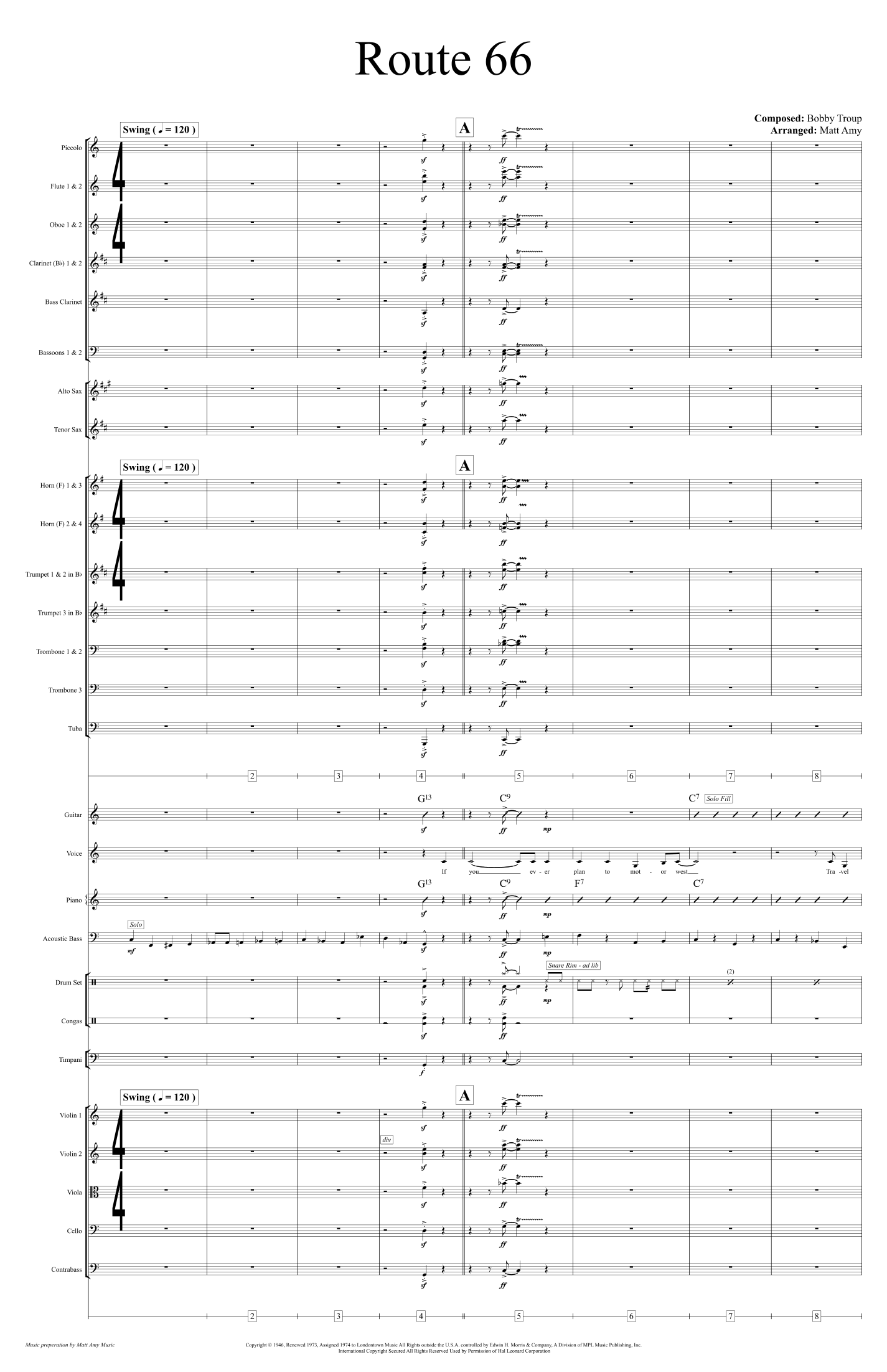Route 66 (arr. Matt Amy) by Manhattan Transfer 管弦乐团 - 预览