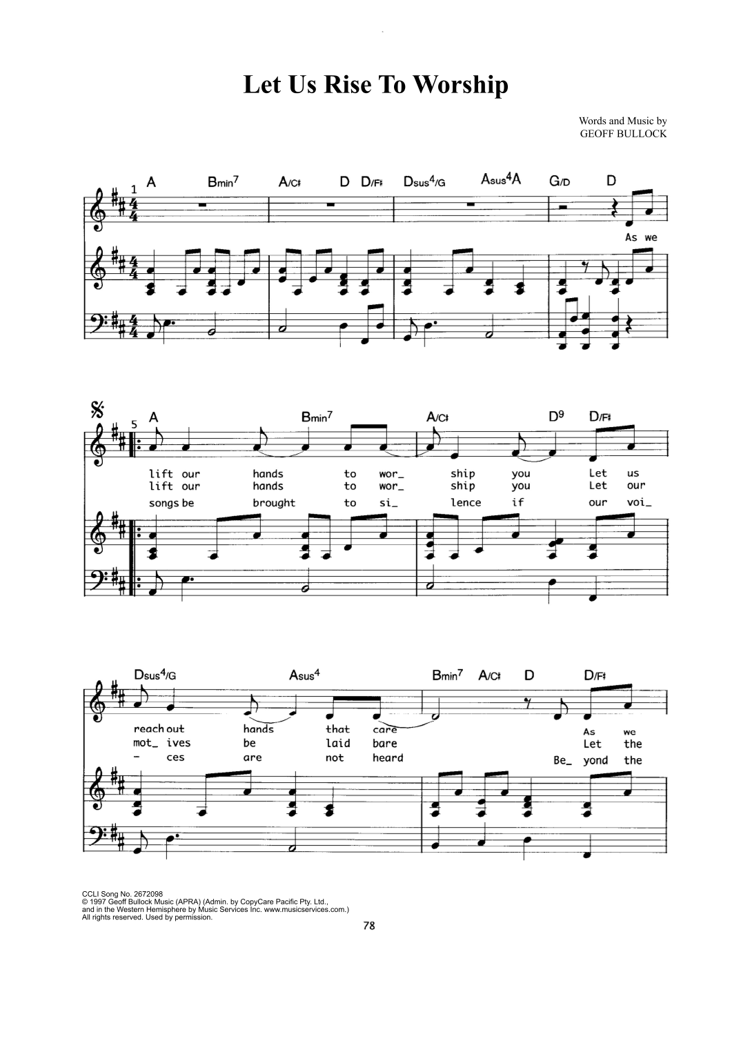Let Us Rise To Worship by Geoff Bullock Sheet Music for Piano, Vocal ...