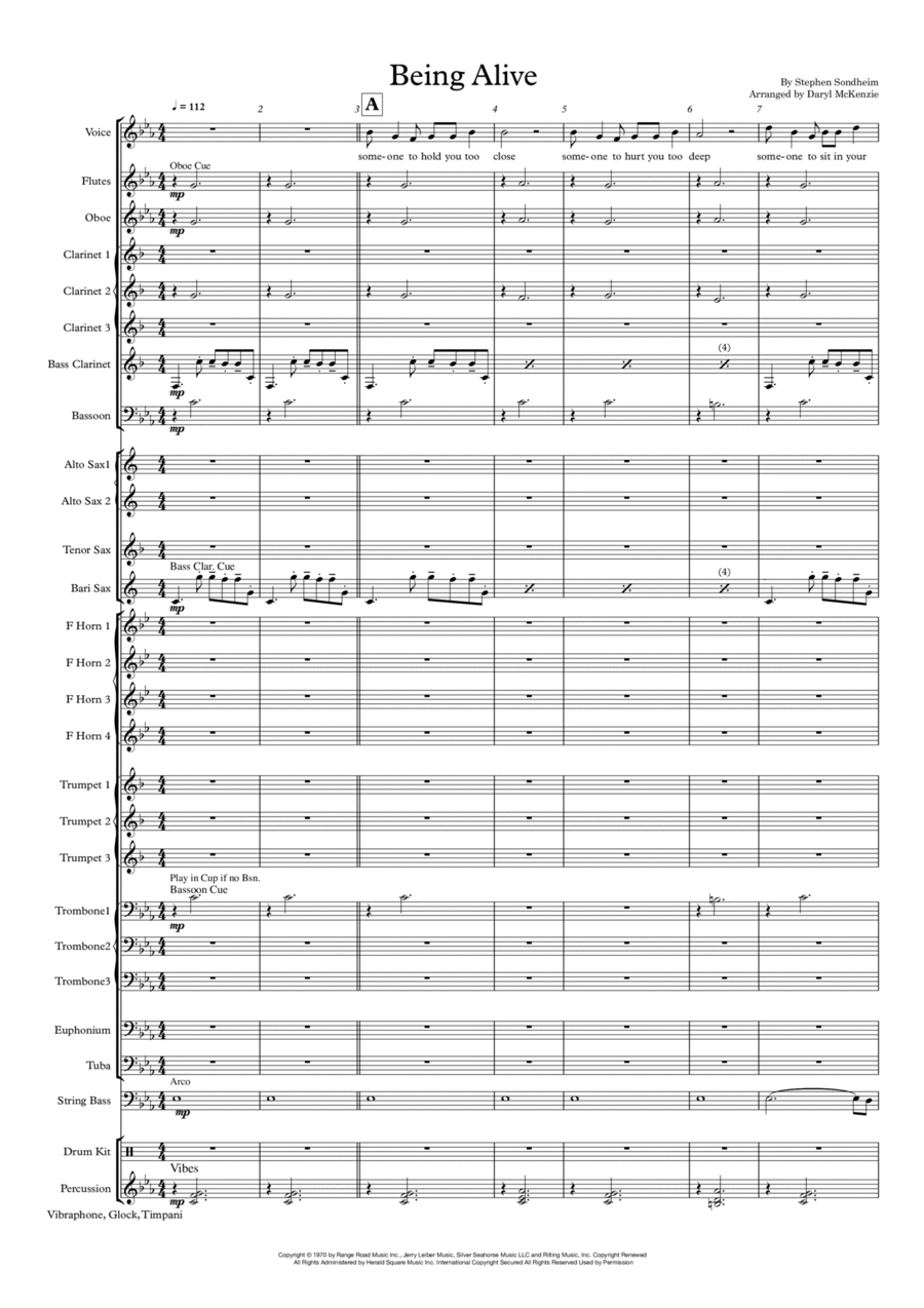 Being Alive (arr. Daryl McKenzie) by Stephen Sondheim Sheet Music for ...