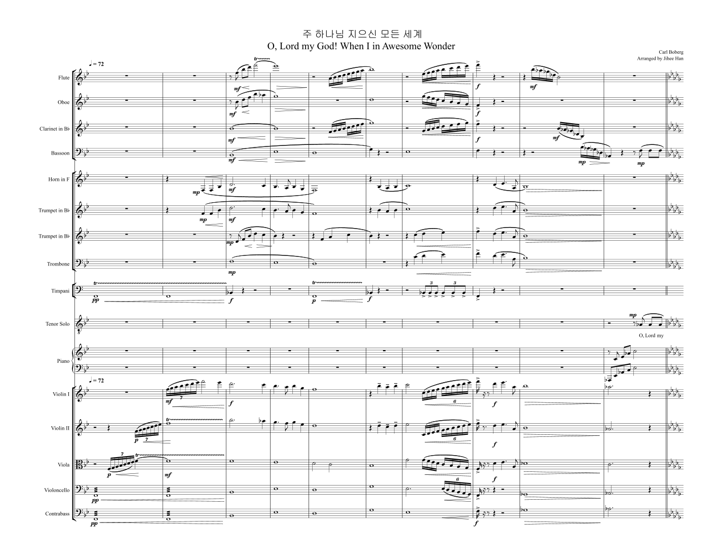 How Great Thou Art- Full Score and Parts (arr. Jihee Han) by Carl Boberg Chamber Orchestra