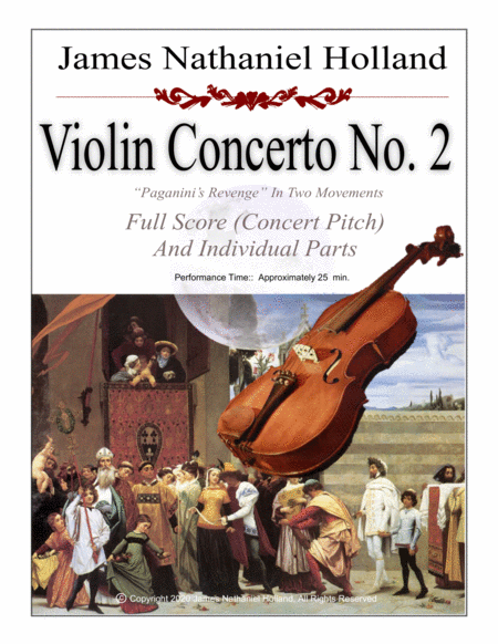 Violin Concerto No. 2 "Paganini's Revenge" 总谱与分谱,由 James Nathaniel Holland 作曲,管弦乐团版 - 预览
