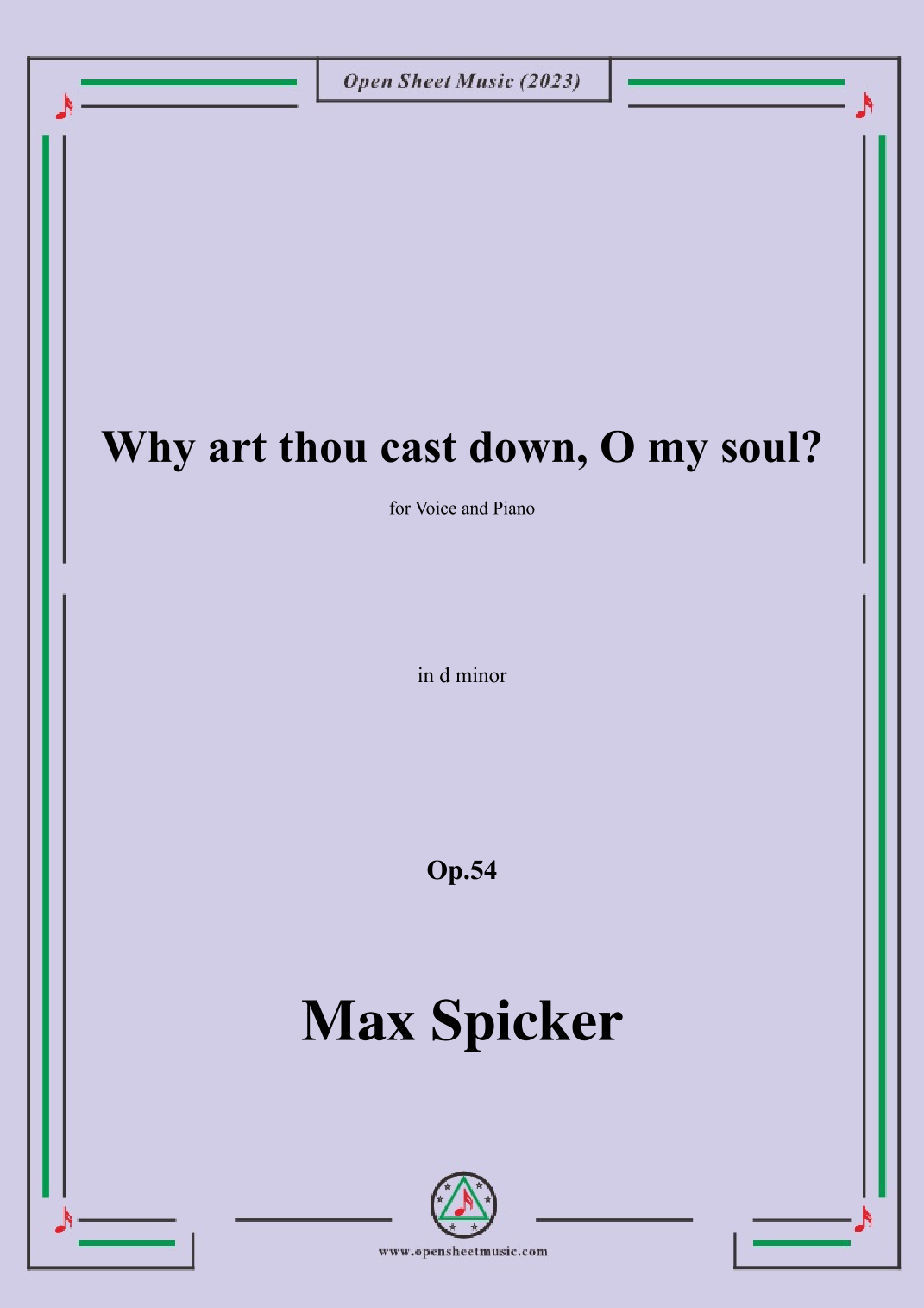 Spicker-Why art thou cast down,O my soul?,Op.54,in d minor (arr. OSM ...