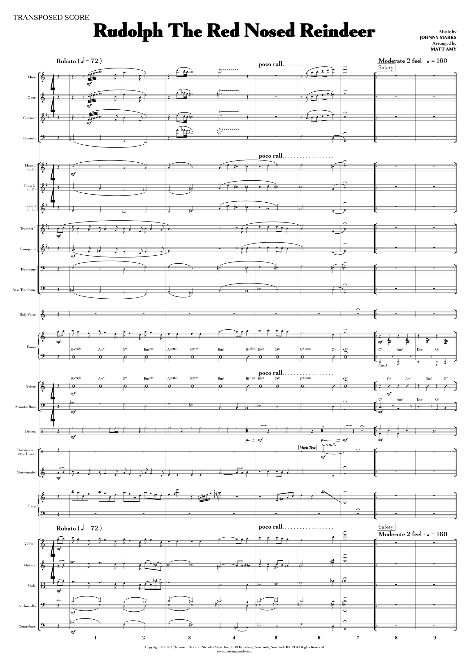 Rudolph The Red-Nosed Reindeer (arr. Matt Amy) by John Denver Full Orchestra (管弦乐团) - 预览