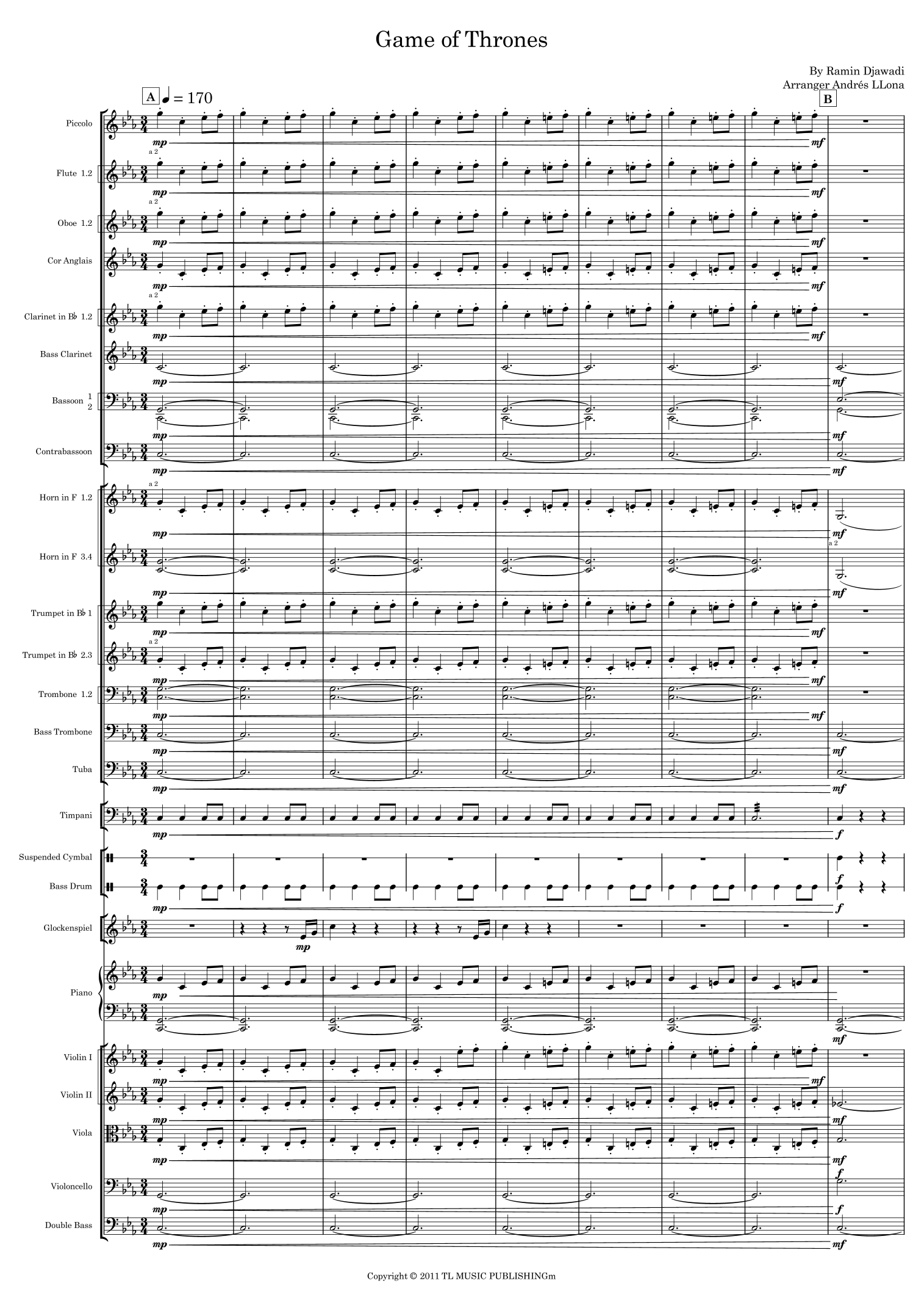 《权力的游戏》Game Of Thrones (arr. Andrés LLona) by Various 管弦乐团 - 预览